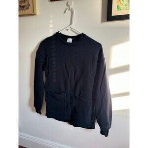 Iris & Ink Navy Crewneck Sweater with Front Pockets